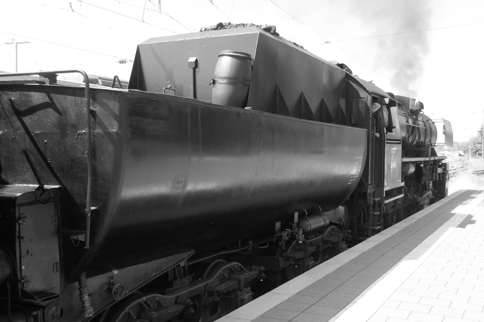 52 4867, Güterzugdampflokomotive, Historische Eisenbahn Frankfurt e.V., Frankfurt-Höchst, Gleis 12