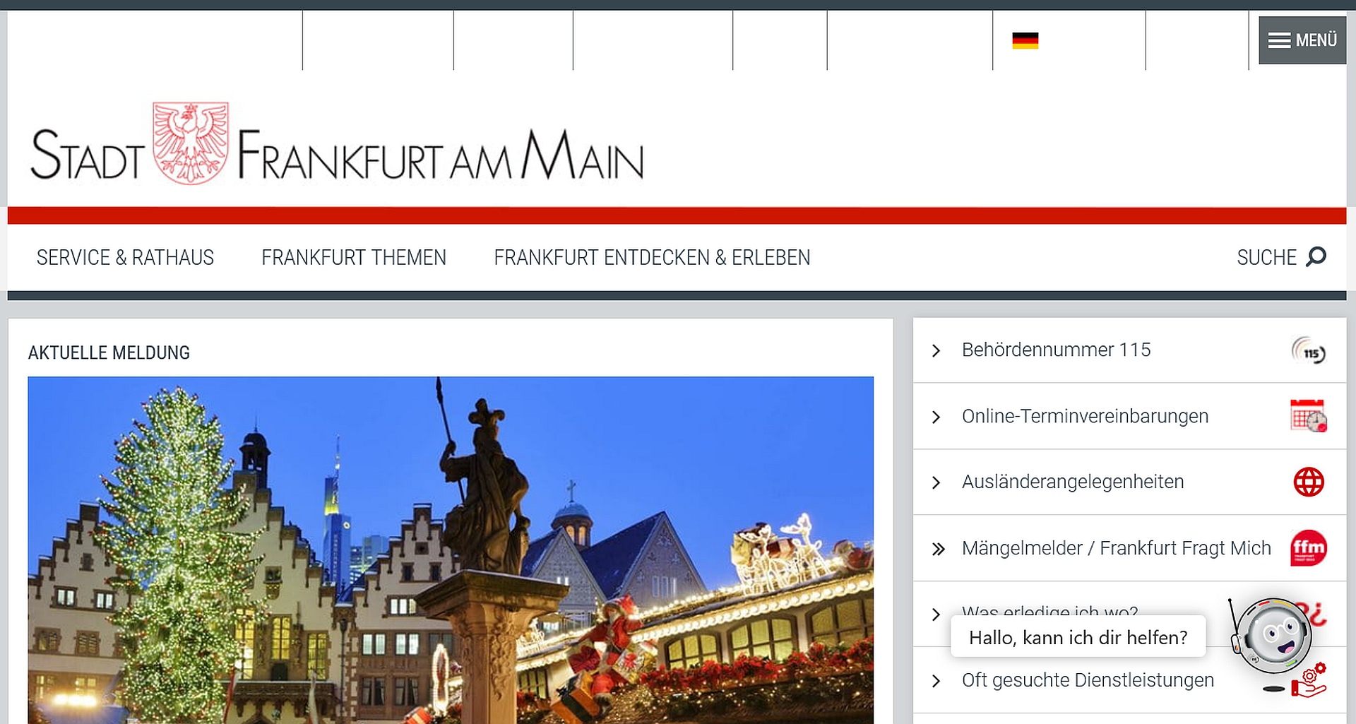 Frankfurt am Main, Screeshot, Chatbot 115